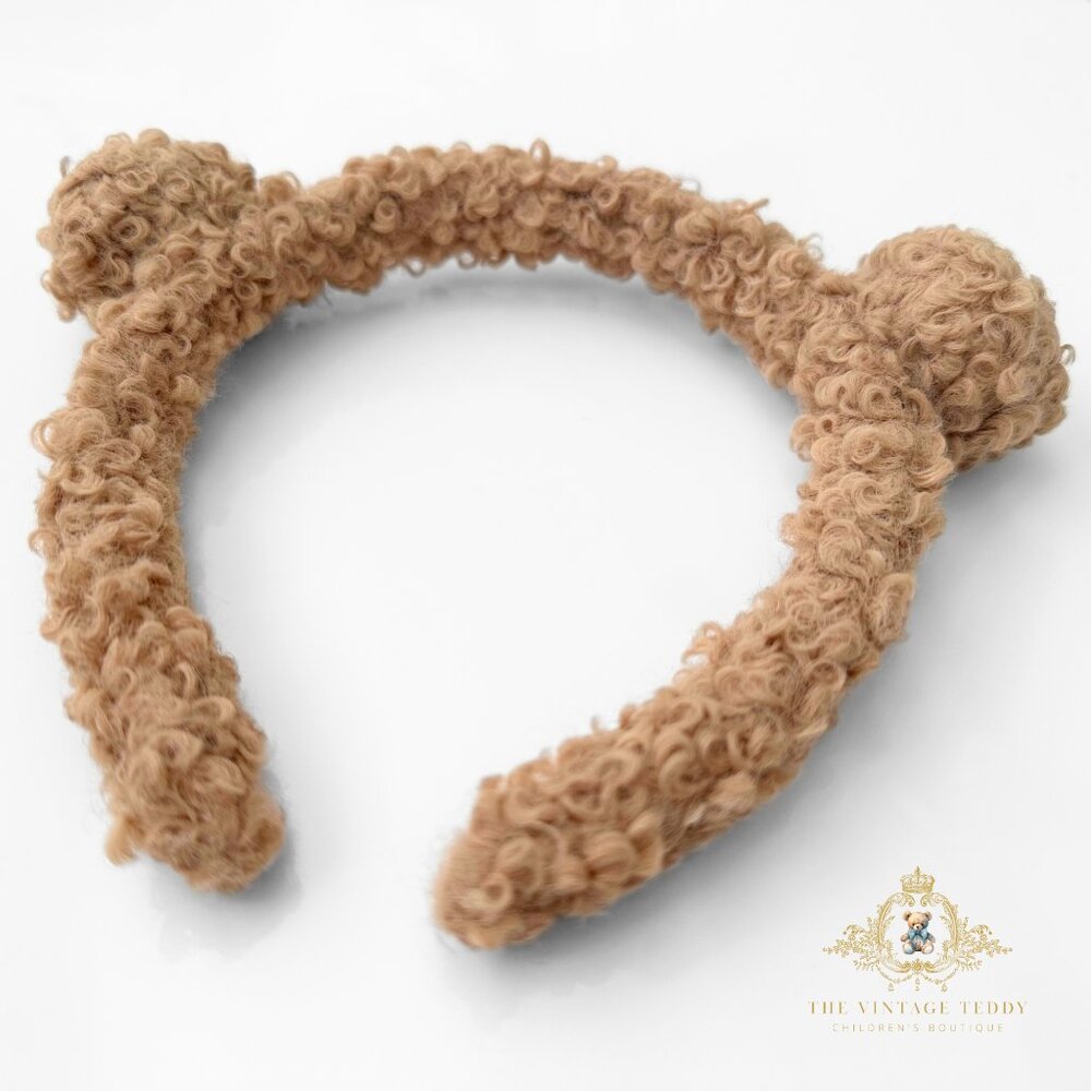 NWT Cute Girls Plush Teddy Bear Headband Kids Accessories Teddy Hair Band Brown - Picture 2 of 2